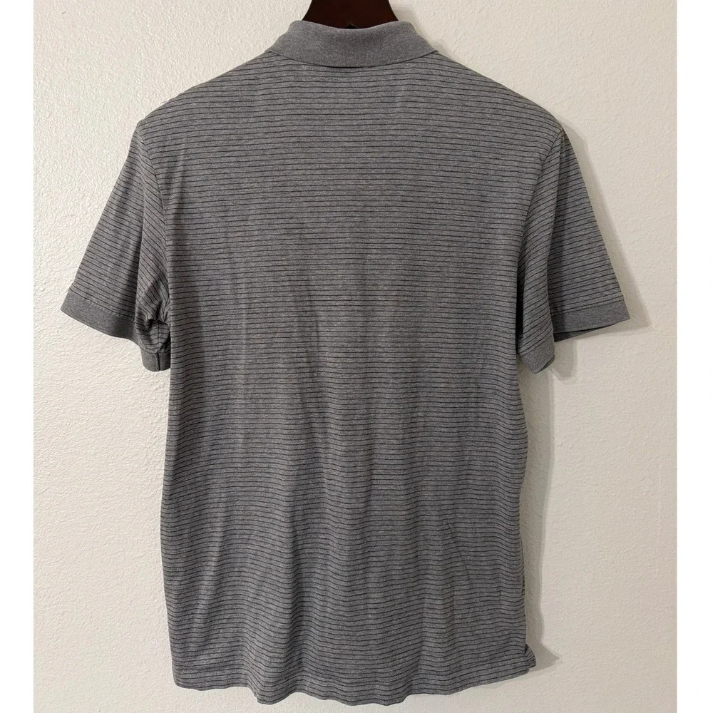Polo Ralph Lauren Mens Pro Fit Gray Striped‎ Pima Cotton Polo Shirt Medium